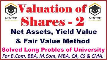 Valuation of Shares: 2 [Net Assets, Yield Value & Fair Value Method Problems] B.com,M.com,CA, CMA,CS