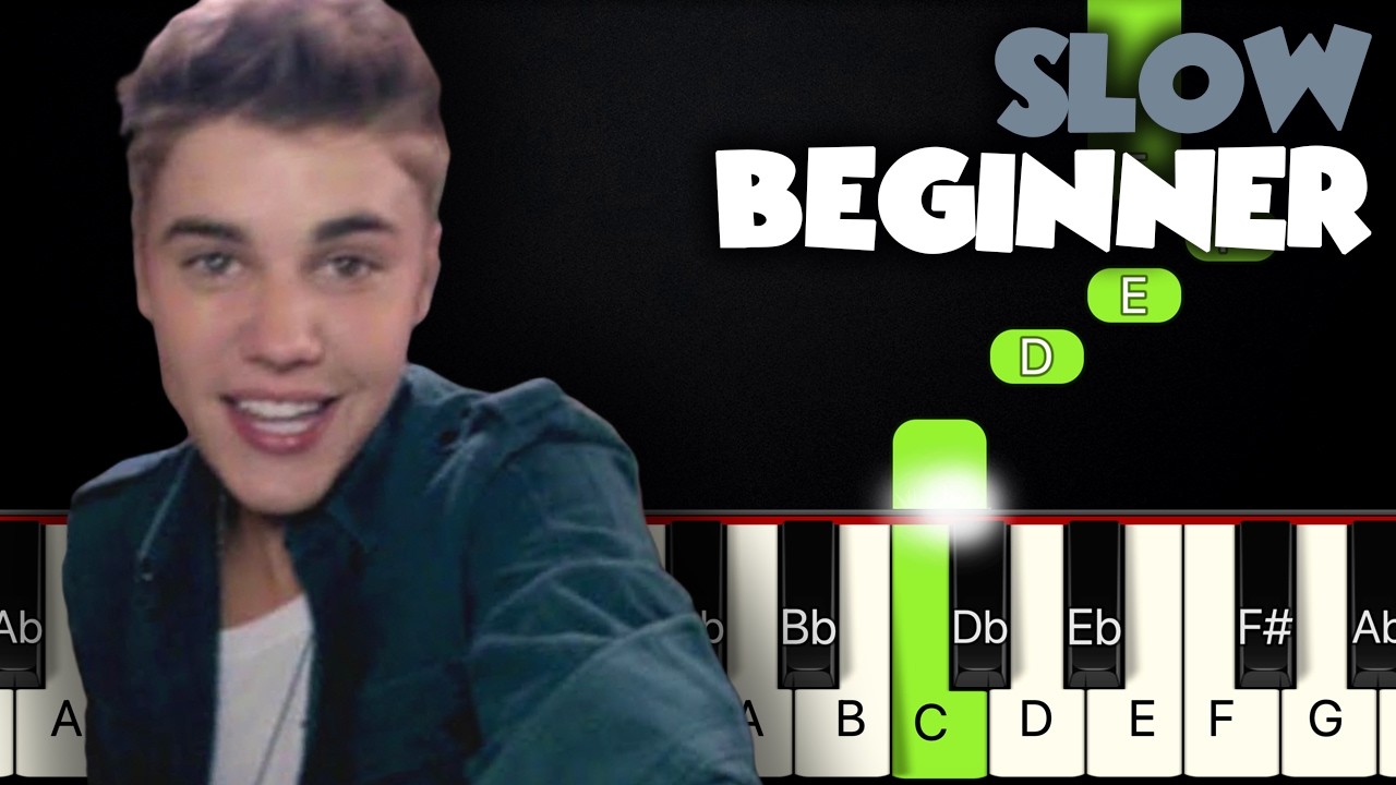 Beauty And A Beat - Justin Bieber | SLOW BEGINNER PIANO TUTORIAL