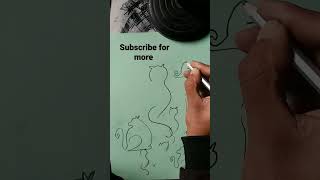 How to draw one line art of Cat 🐈🐈 | #shorts #viral #catdrawing #drawing #tutorial #fyp #onelineart