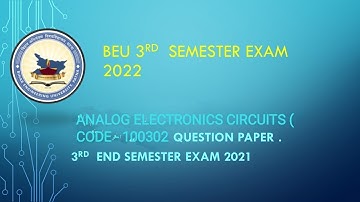 beu b.tech 3rd Semester exam 2021 Analog electronic circuits question paper solution Q2 - Q9. study💡