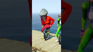 GTA 5 Scary Teacher, Spiderman, Hulk Challenge Bike Race ep.32 #shorts