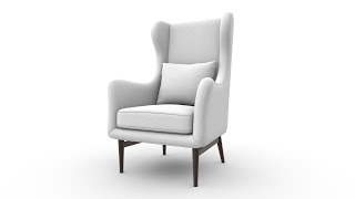 Furniture Wingback Chairs Scandinavian Low-poly 3D model