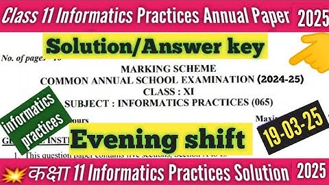 class 11 informatics practices answer key 2025 evening shift/informatic practices annual exam answer