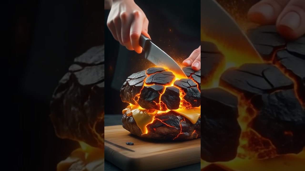 “Cutting Into a Glowing Lava Burger 🔥🍔 | ASMR Food Art”