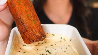 Potato Pavé Sticks with ‘Bravas’ Sauce #asmr #potatobravas #potatopave