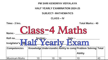 Class-4 Maths Half Yearly Exam Question Paper TERM-1 / Session 2024-25 / Kendriya Vidyalaya Students
