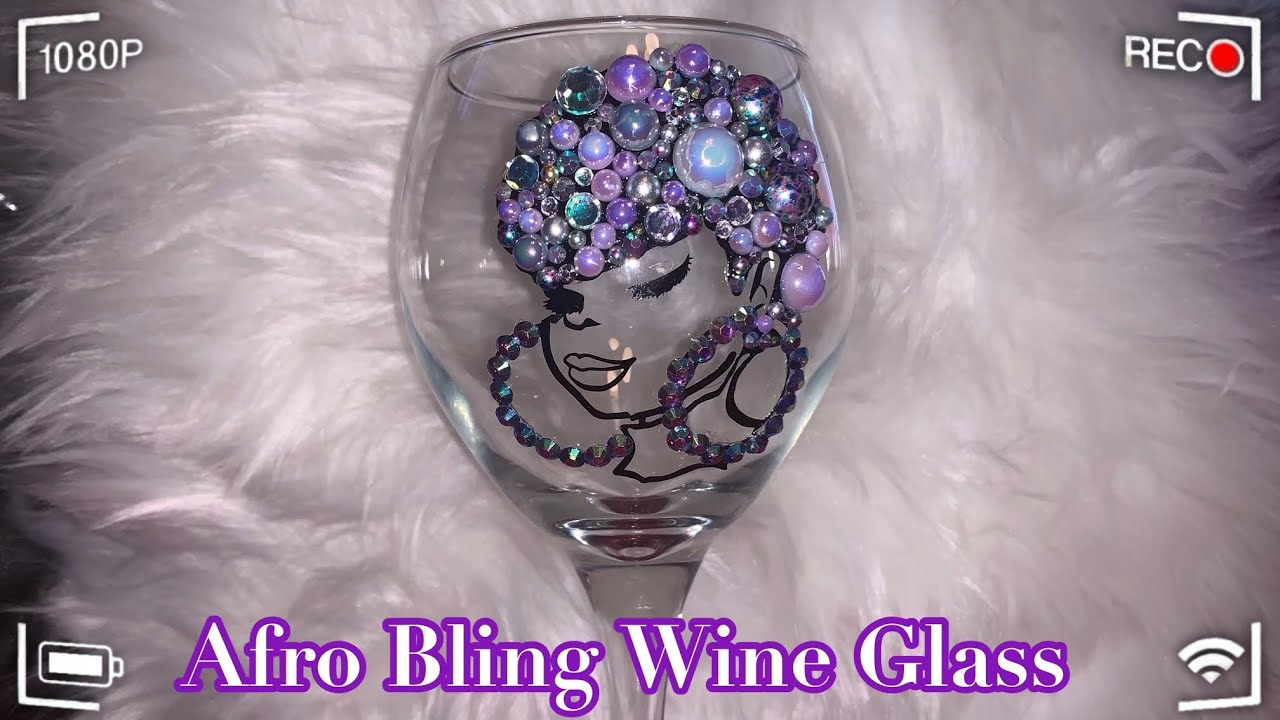 AFRO BLING WINE GLASS!!💜🍷