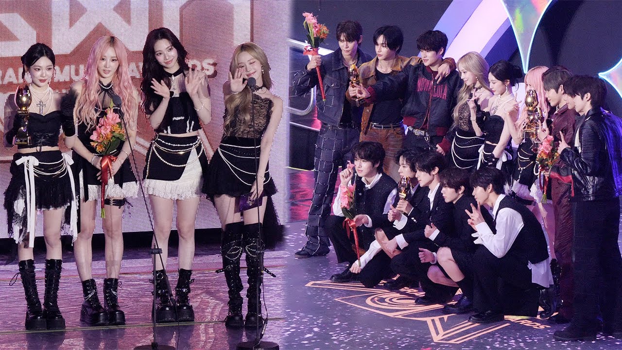 KGMA 대상 받은 에스파와 상 받은 SM 가족들 포토타임 aespa RIIZE NCT WISH 241117