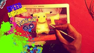 SPEED DRAWING PIKACHU FROM POKEMON GO ON SAMSUNG TABLET! MUST WATCH screenshot 4