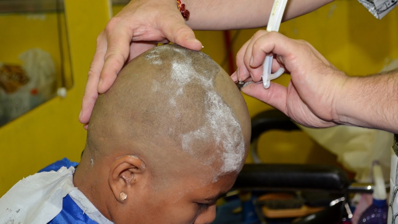 Girl razor blade headshave YouTube