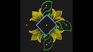 Daily Rangoli kolam 5-3 dots | Lotus muggulu design #colourrangoli #easydotskolam #simplerangoli