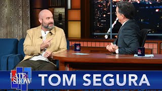 ⁣Netflix Paid $5k For A Leather Jacket Tom Segura Never Wore. Now It Belongs To Stephen Colbert.