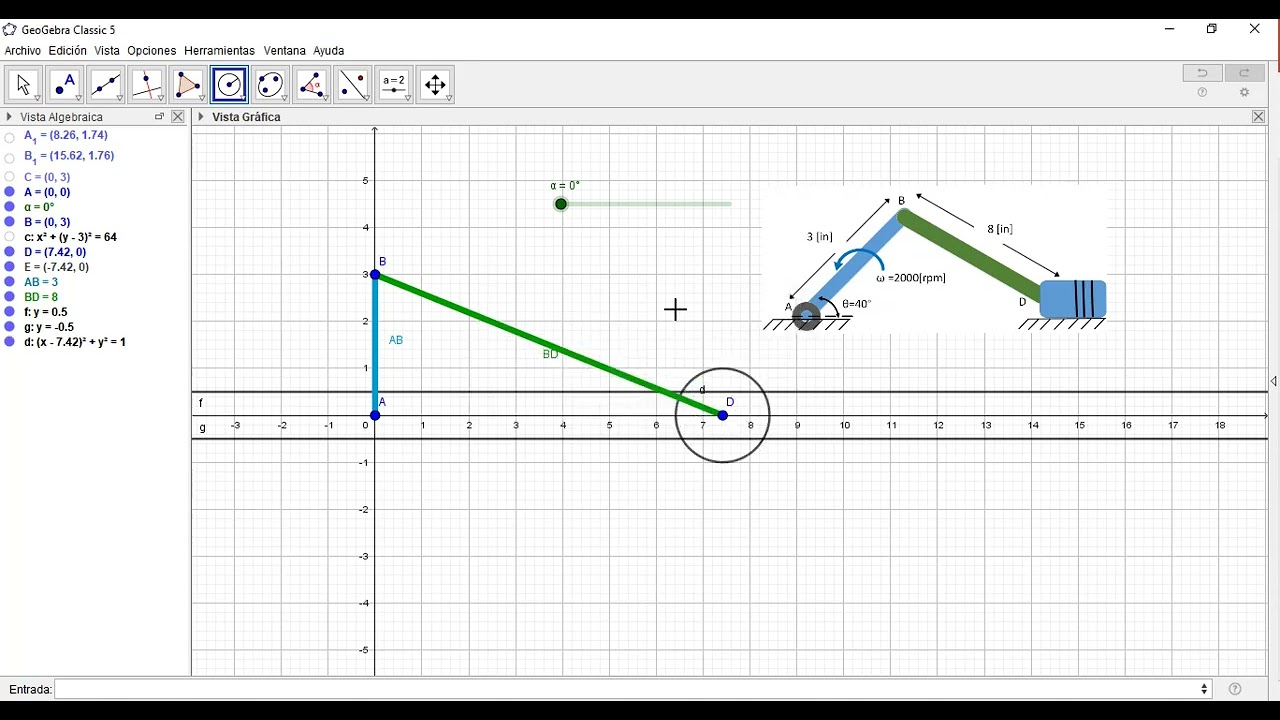 Simulación de un mecanismo con geogebra