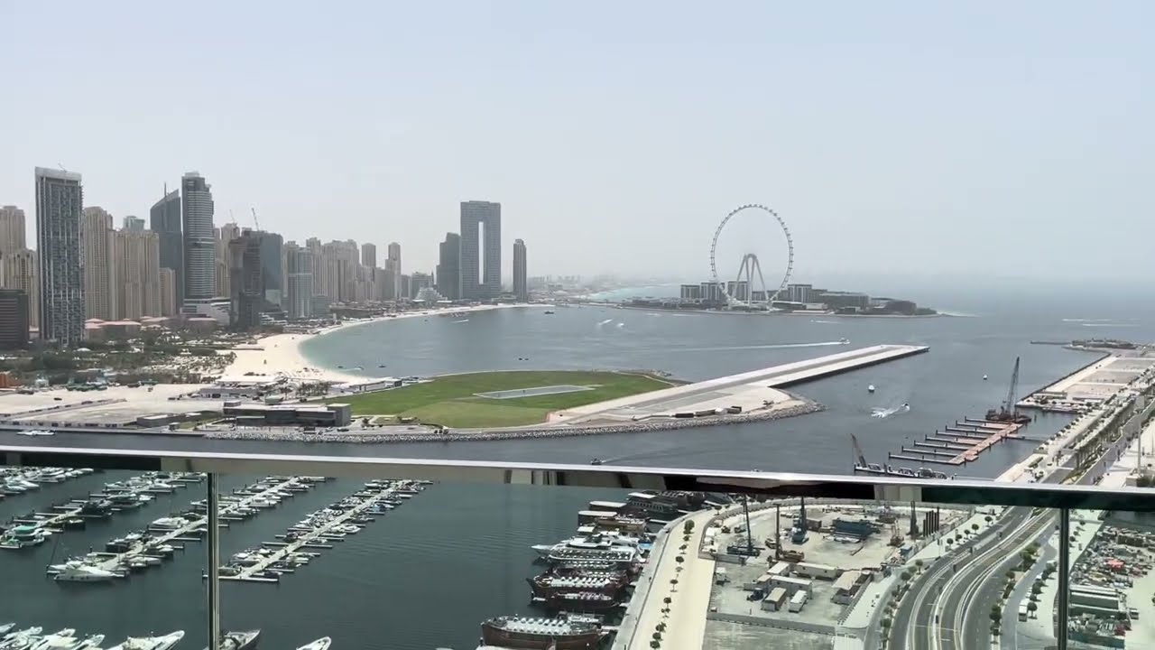 Dubai Skyline View From My Balcony | Skyscrapers, Dubai Eye, Palm Jumeirah & Yachts