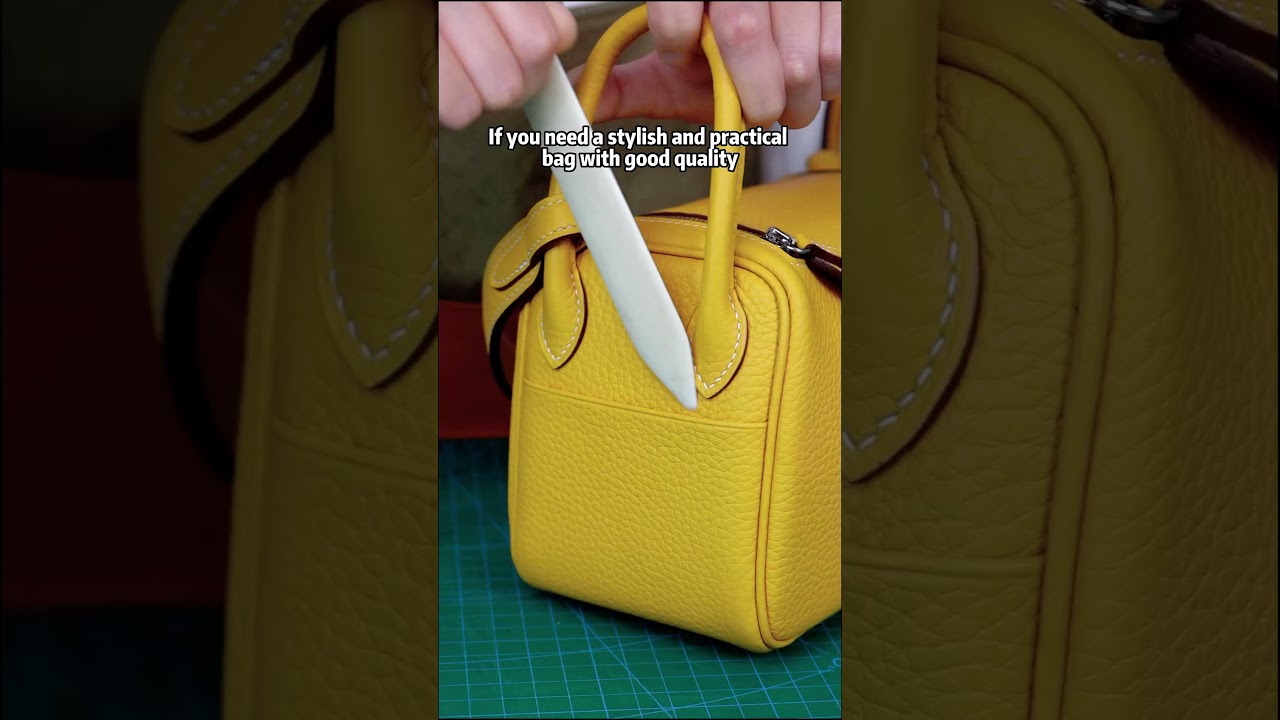 Lovely size bright yellow color handmade leather bags