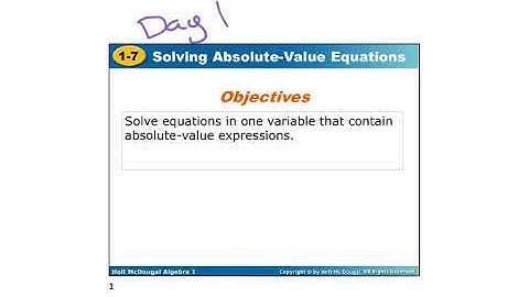 Intermediate Algebra 1.7 Solving Absolute Value Equations Notes Video