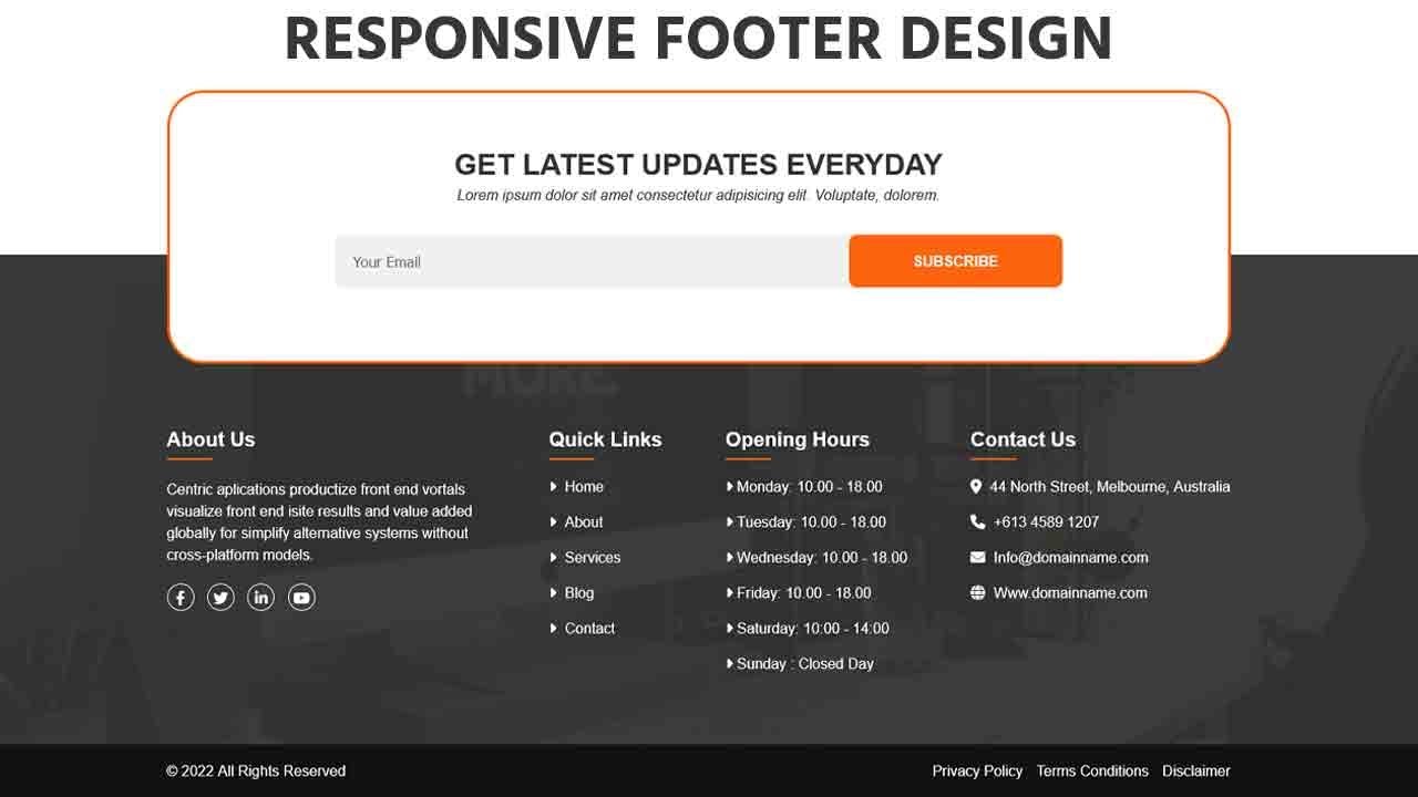 How To Make Website Footer Design Using HTML And CSS Step by Step ...
