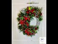 Poinsettia Christmas Wreath: Glitter Farmhouse Pine, Juniper & Ornament