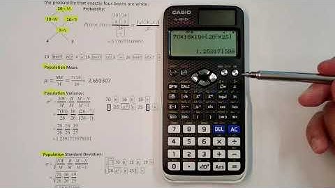 Probability and Population Indices on a Hypergeometric Prob. Distribution with an fx-991EX CLASSWIZ