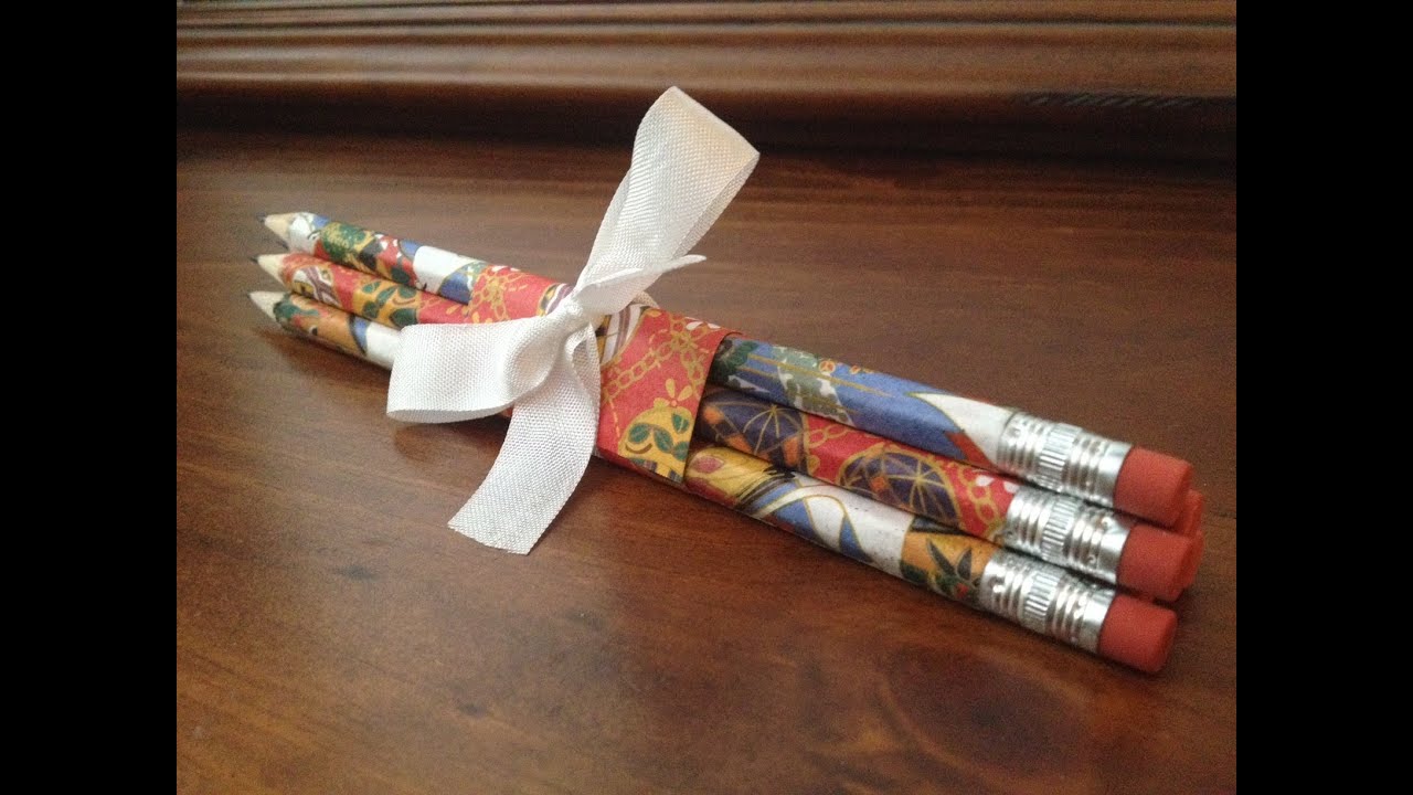 DIY Japanese Paper Wrapped Pencil Gift Set YouTube