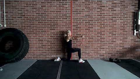 Half kneeling banded thoracic rotation against wall