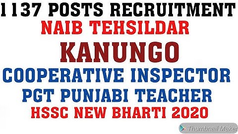 1137 POST RECRUITMENT NOTIFICATION || FOR NAIB TEHSILDAR AND KANUNGO SOCIETY INSPECTOR || PGT
