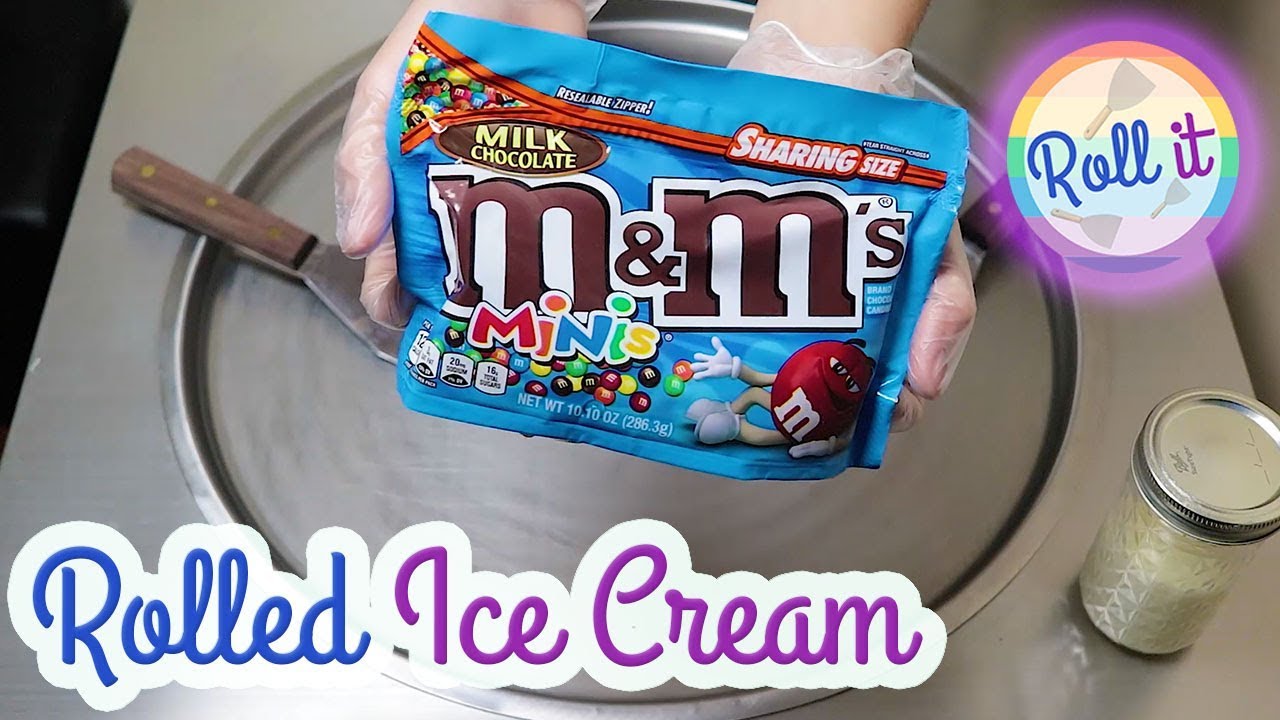 M&M MINI Rolled Ice Cream Made with M&M's Chocolate Mini and Vanilla