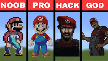 pixel art | (NOOB vs PRO vs HACKER vs GOD) | Mario in Minecraft #minecraft #memes #mario