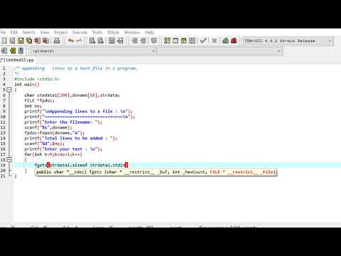 appending lines to a text file in c program - YouTube