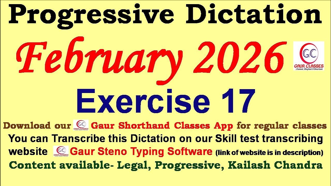 Progressive February 2026 Dictation 80 WPM 100 WPM || Gaur Shorthand Classes | SSC English Shorthand