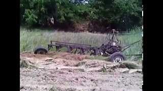 Plowing with 1941 JD D & Oliver 4 bottom plow