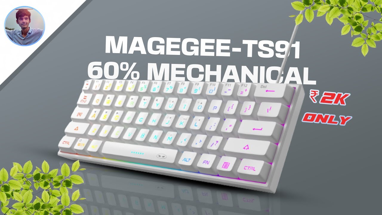 MageGee TS91 Mini60% Compact Wired Keyboard Rgb Backlit 61 Key Ultra-Compact Keyboard#gamingkeyboard