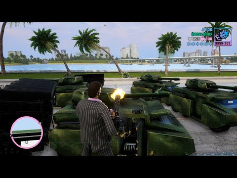 GTA Vice City Minigun Rampage + 6 Star Wanted Level Escape