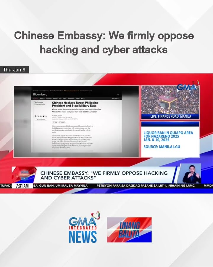 Chinese Embassy – We firmly oppose hacking and cyber attacks | Unang Balita