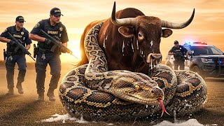 Giant Python Attacks Bull – Watch the Dramatic Police Rescue in Texas!