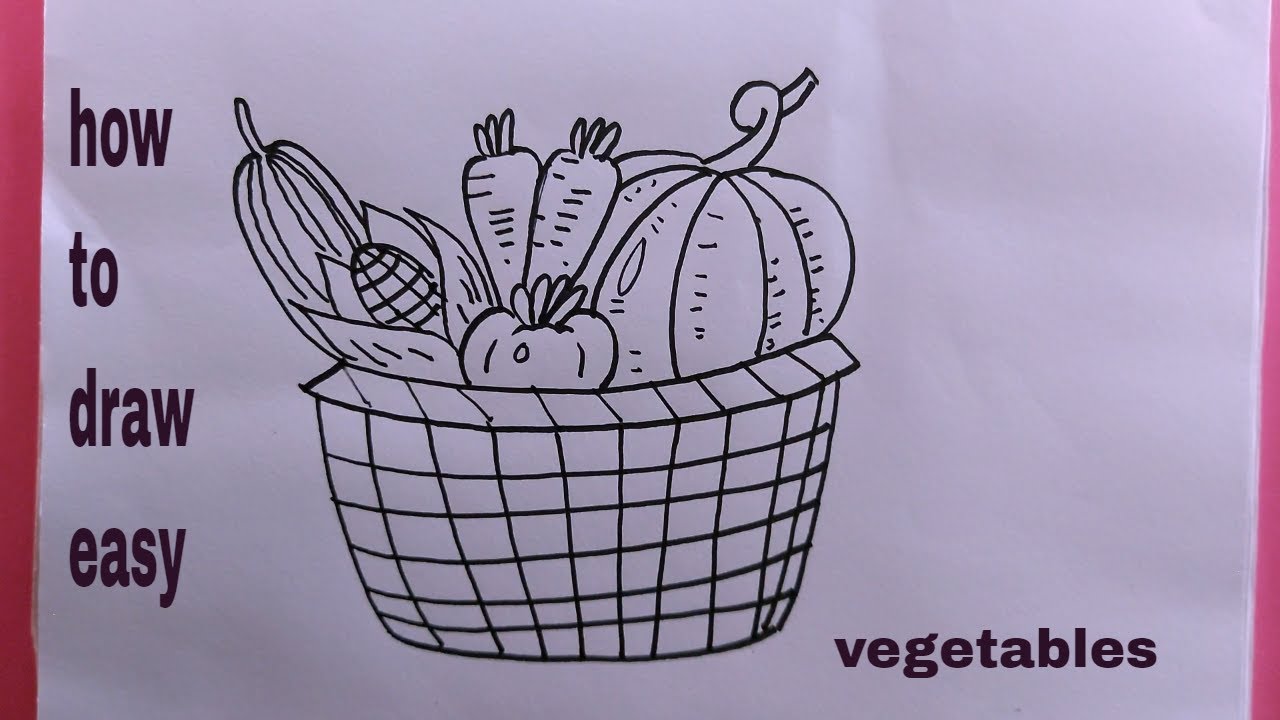 vegetables basket drawing/vegetables drawing/How to Draw vegetable