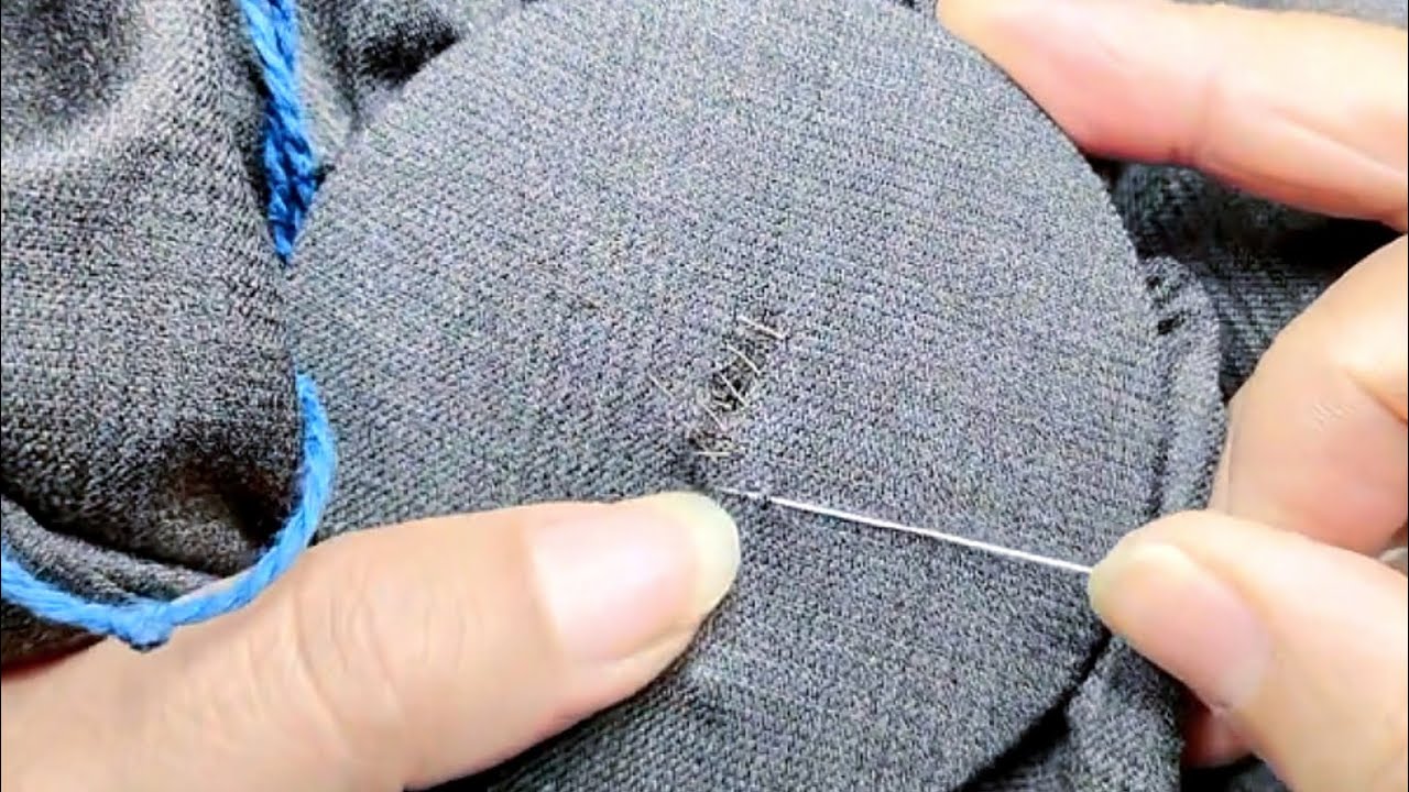 How to Invisibly Repair Holes in Clothes at Home Using a Sewing Needle ...