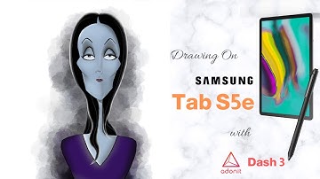Drawing on Galaxy Tab S5e with Adonit Dash 3 on Artflow | Morticia Addams from Addams Family