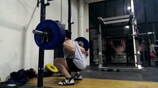 145kg Back Squat x 5 Reps @ 90kg BW