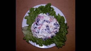 Быстрый салат с фасолью и крабовыми палочками Быстрый салат с фасолью и крабовыми палочками