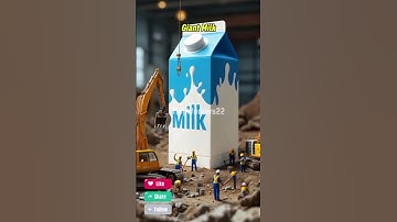 Tiny workers are making a giant milk #shorts #tinyworkers #giantfood #milk #shortvideo