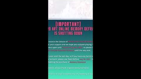 SAO Memory Defrag Game Shuts Down