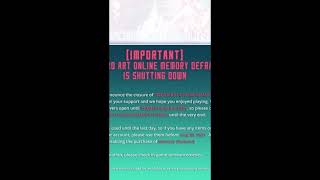 SAO Memory Defrag Game Shuts Down