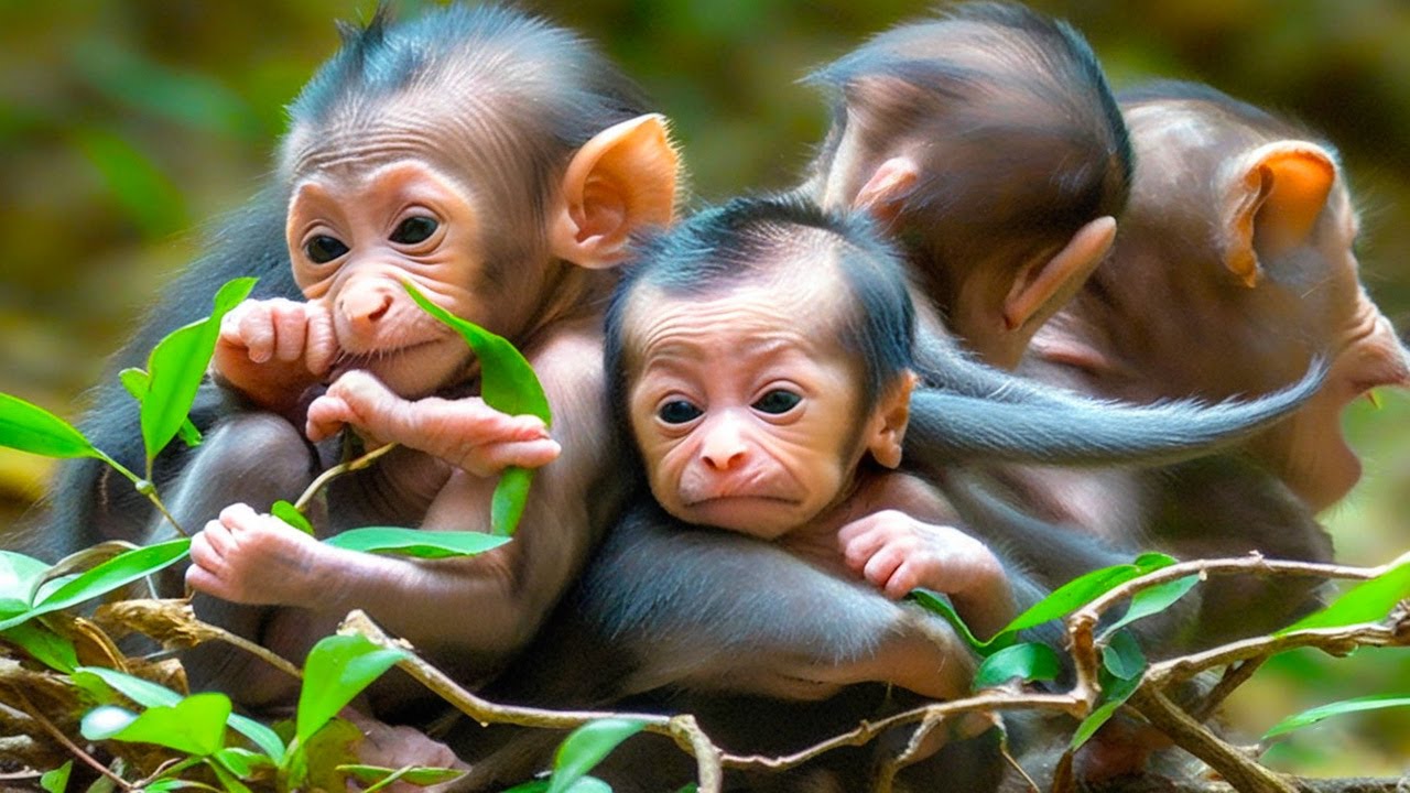First Steps Frenzy! Twin Monkeys Compete to Walk, Daily Jungle Monkey