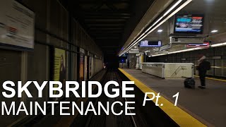 Night Time SkyTrain SkyBridge Maintenance Special Pt. 1  Eastbound on the Westbound Track
