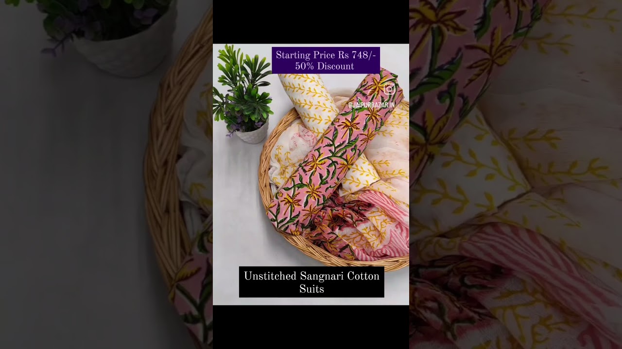 Cotton Suit Set @ Rs. 749/- Sale is Live. Pure Cotton Jaipuri Suits -  Link in comment 