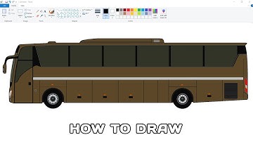 How to Draw Bus step by step in Computer | Bus Drawing in Ms Paint.