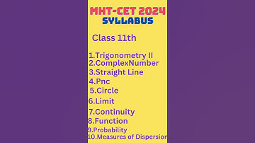 MHT-CET 2024 Mathematics Syllabus #mhtcet #maharashtra