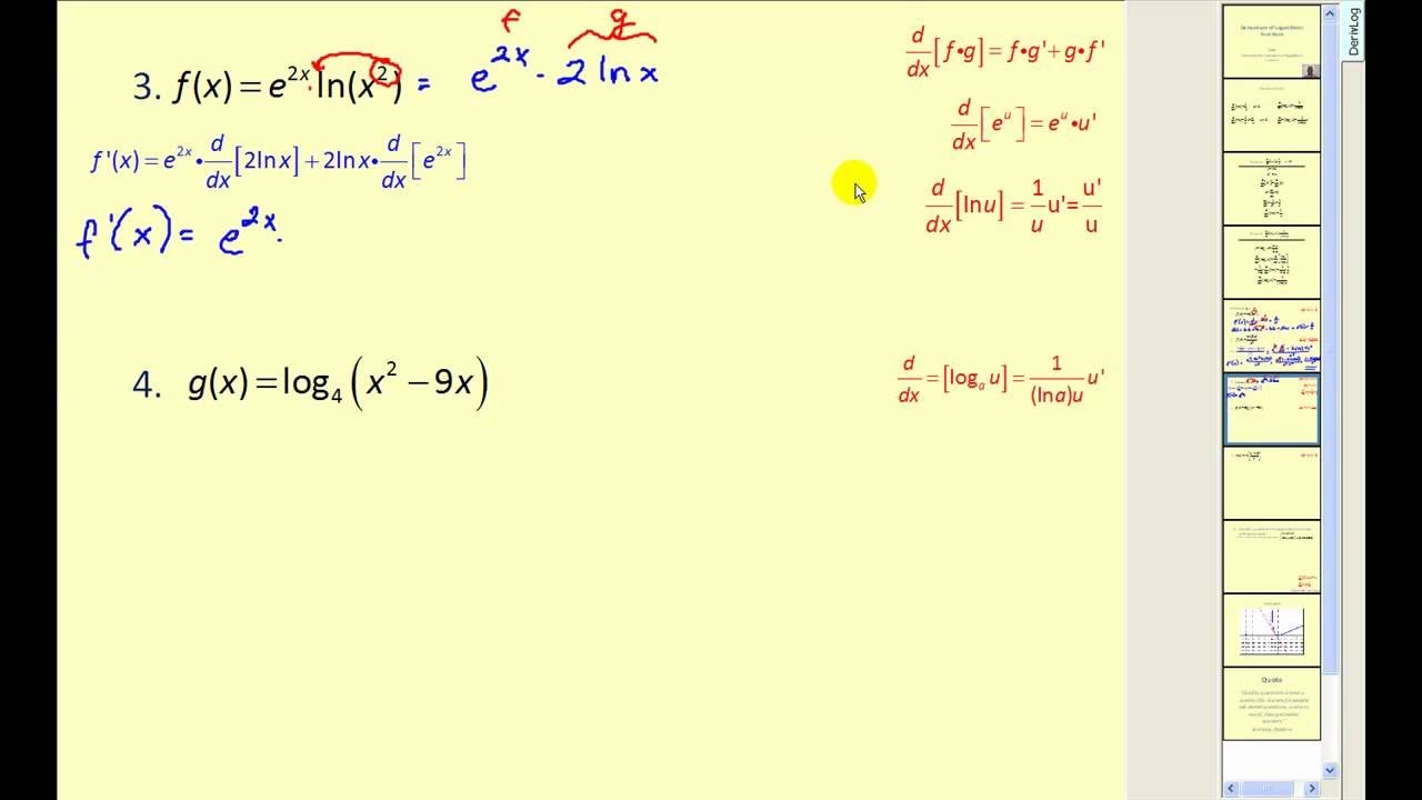 Derivada de la función logarítmica YouTube