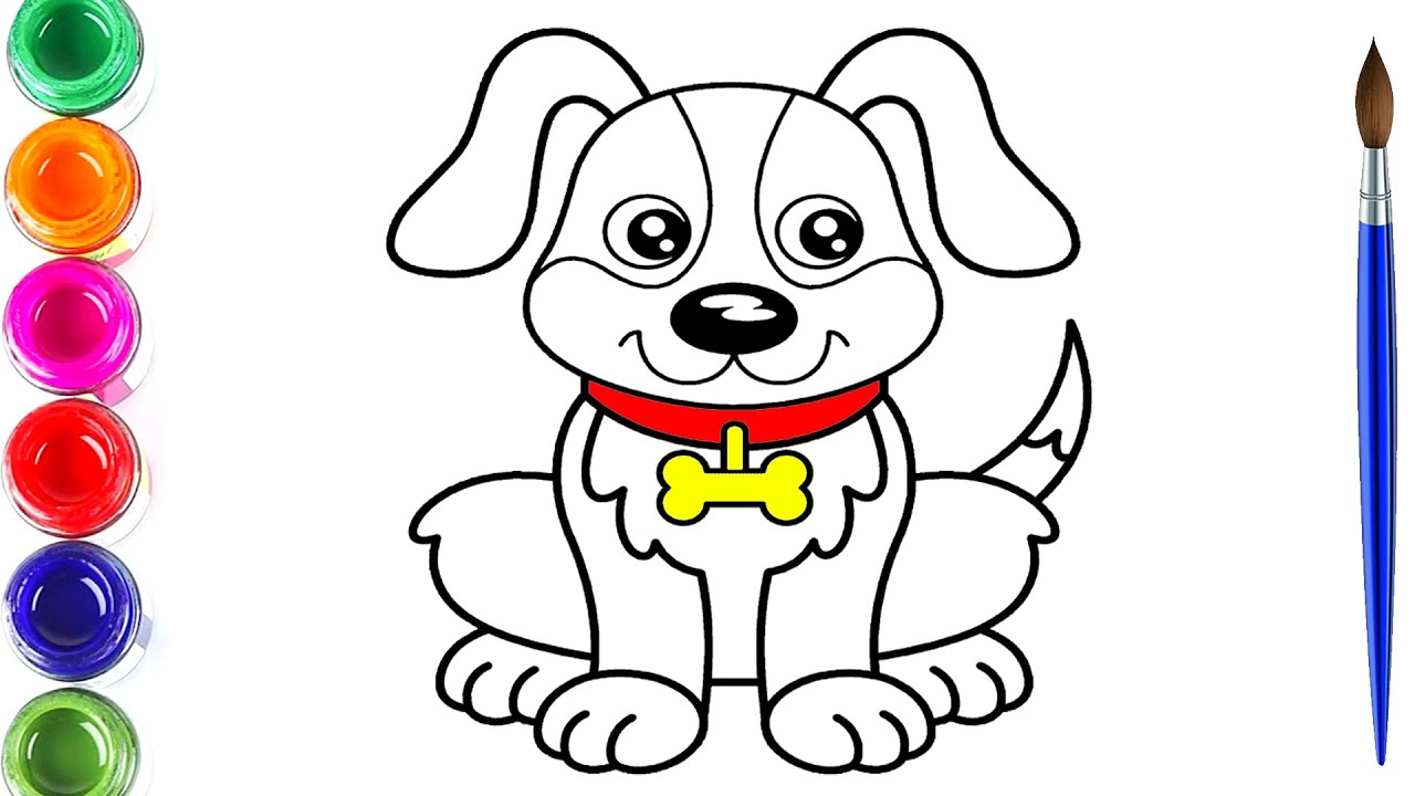 Cute Puppy Coloring & Drawing For Kids & Toddlers | Kids Art | How To ...